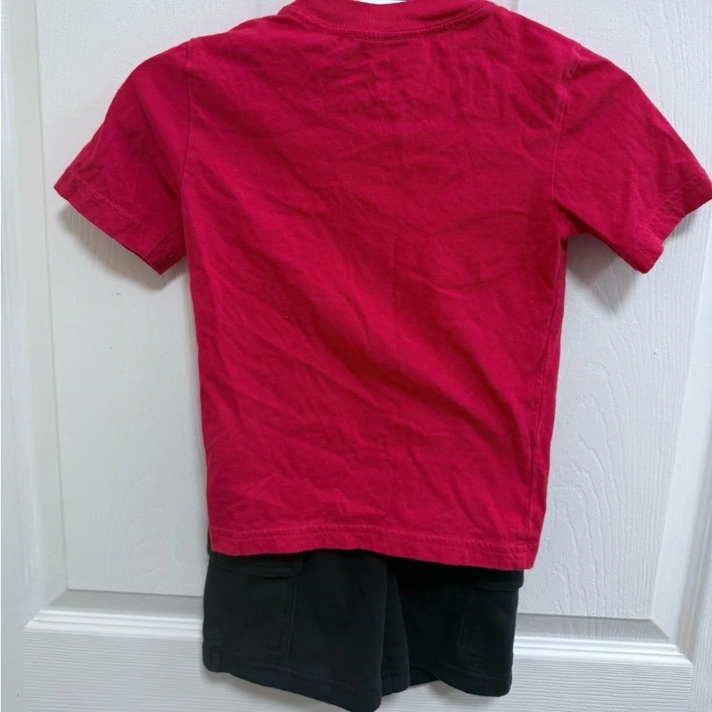 Adidas Bold Red Tee and Black Shorts Set, Size 4T